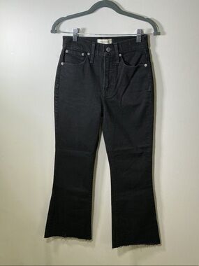 Madewell The Perfect Vintage Flare Black Raw Hem Jeans Size 24